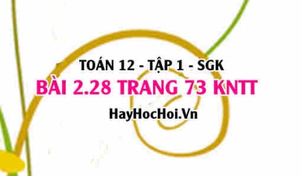 Bài 2.28 trang 73 Toán 12 tập 1 Kết nối tri thức